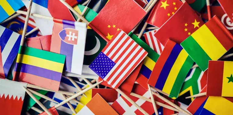 Flags of the world close-up