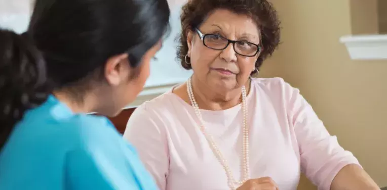 Two women in discussion